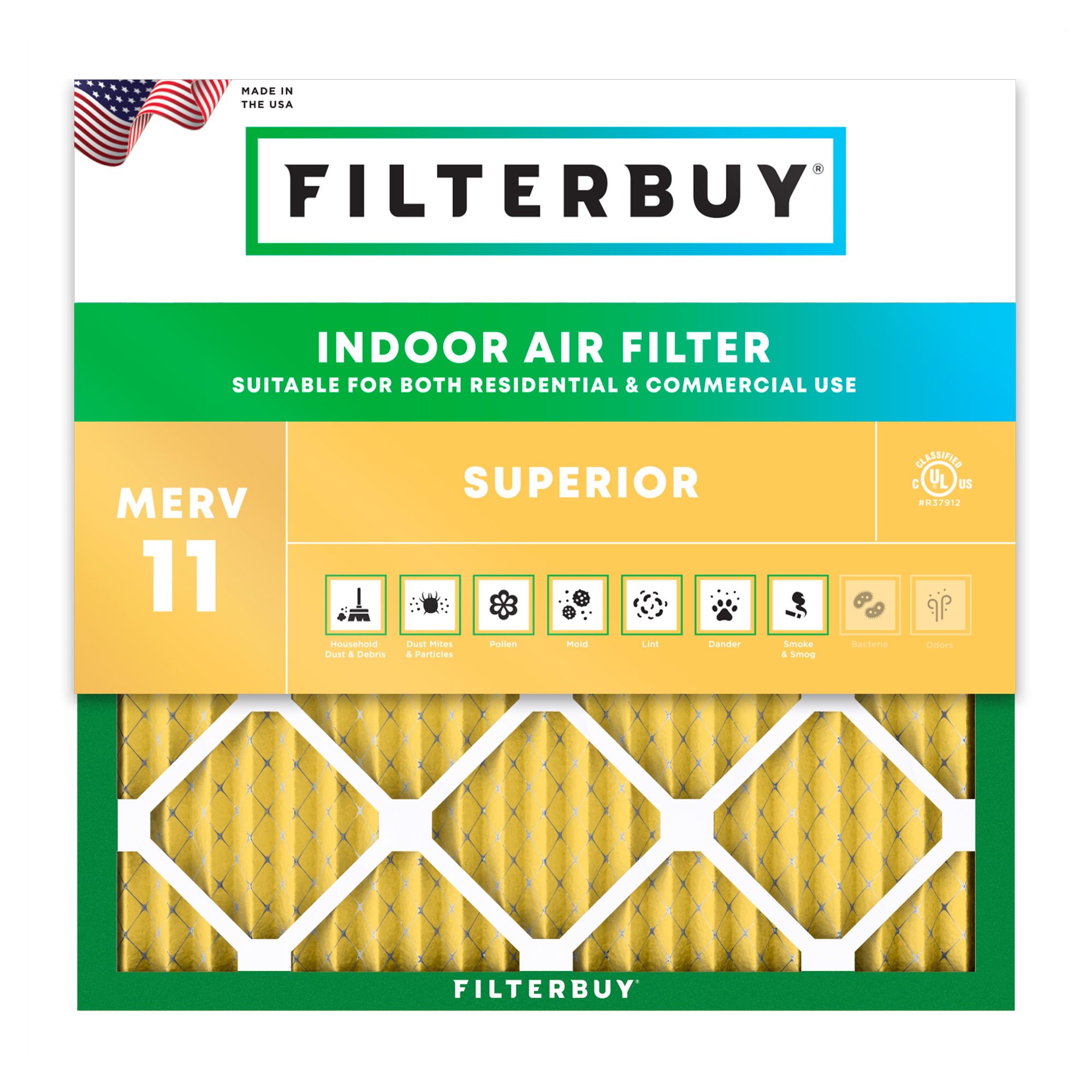 Filterbuy 20x30x1 MERV 8 Pleated AC Furnace Air Filter | AFB20x30x1OE | Allergen & Odor Eliminator | 2/4/6/12 Pack